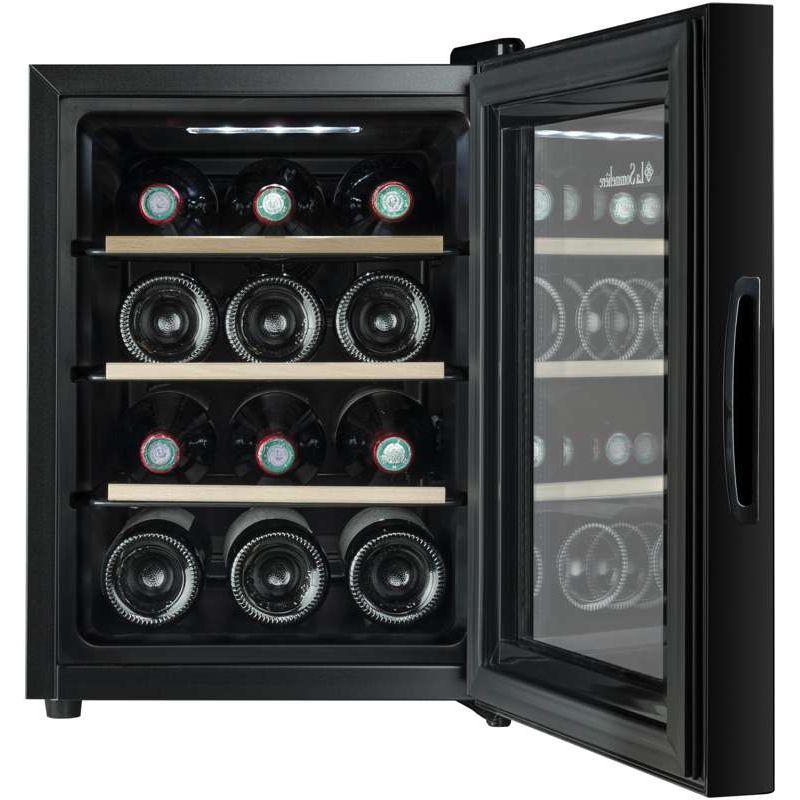 Cave à Vin Hybride Silencieuse 12 Bouteilles - 26 DB, Système Hybride Sans Compresseur, Design Verre Trempé